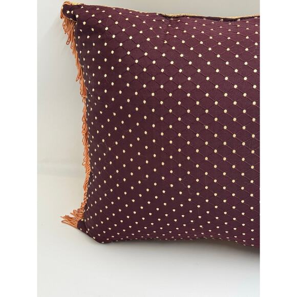 Croscill Home Tapestry Accent Pillow Boudoir Burgundy Gold Fringe Rectangular - Picture 8 of 12